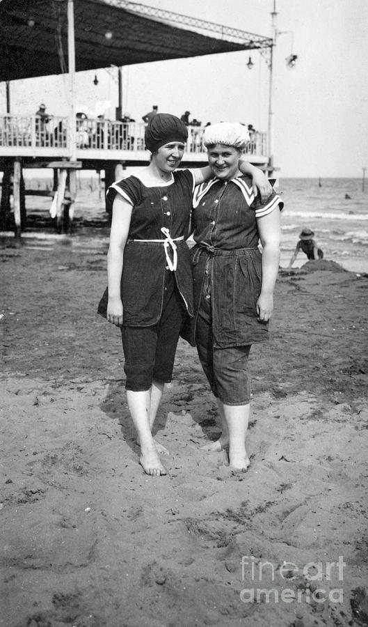 Women In Bathing Suits On Beach, 1912 Photograph by Bettmann