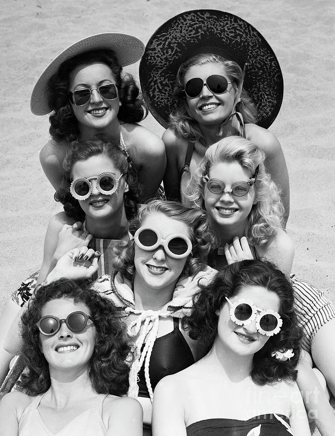 Women In Swimwear Modeling Sunglasses Photograph by Bettmann
