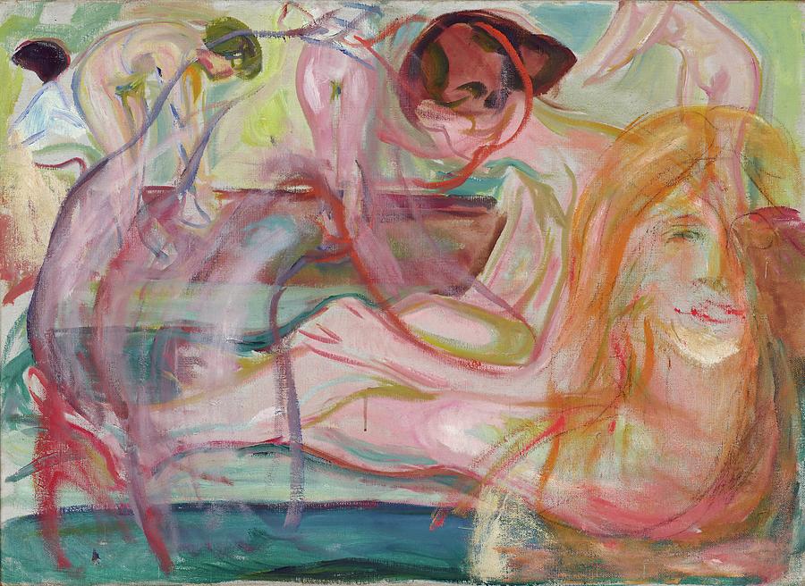 Edvard Munch Painting - Women In The Bath by Edvard Munch