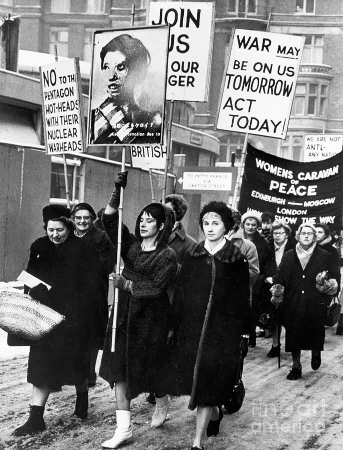 Women March In Anti Bomb Demonstration Photograph by Bettmann