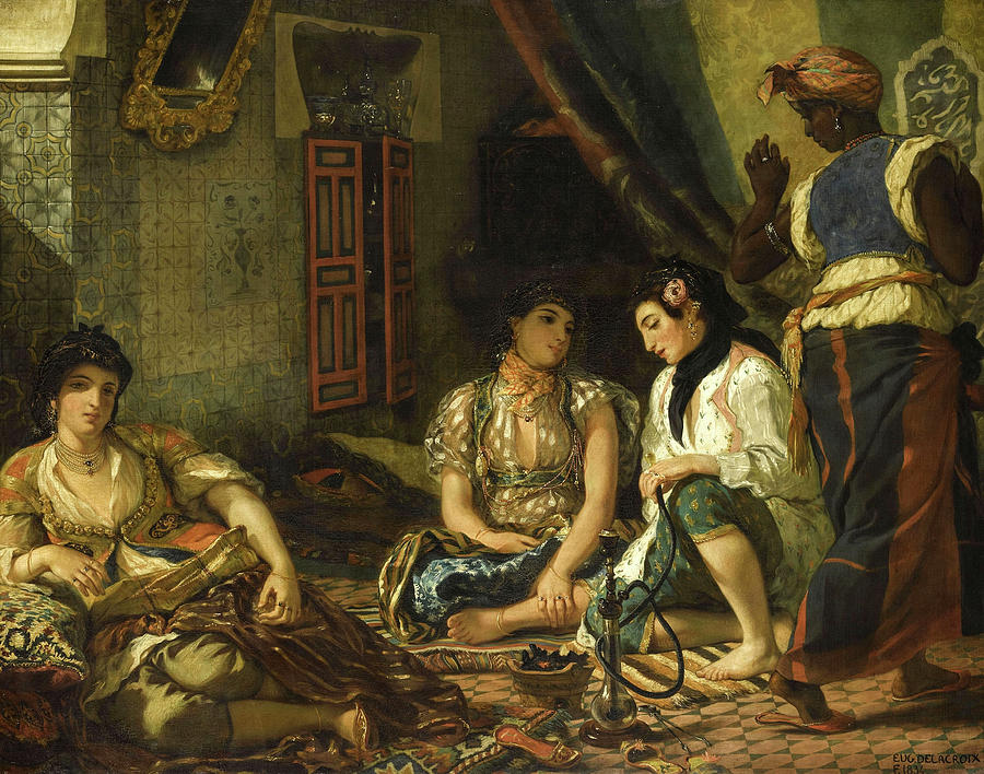 Eugene Delacroix Painting - Women of Algiers in their Apartment, circa 1834 by Eugene Delacroix
