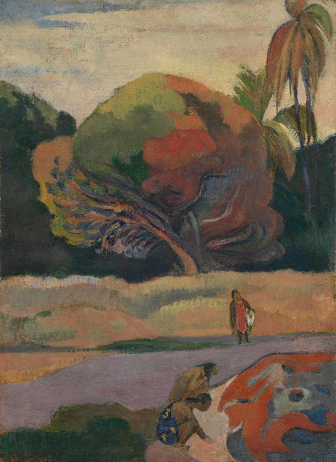 Women on the Banks of the River. Painting by Eugene Henri Paul Gauguin -1848-1903-