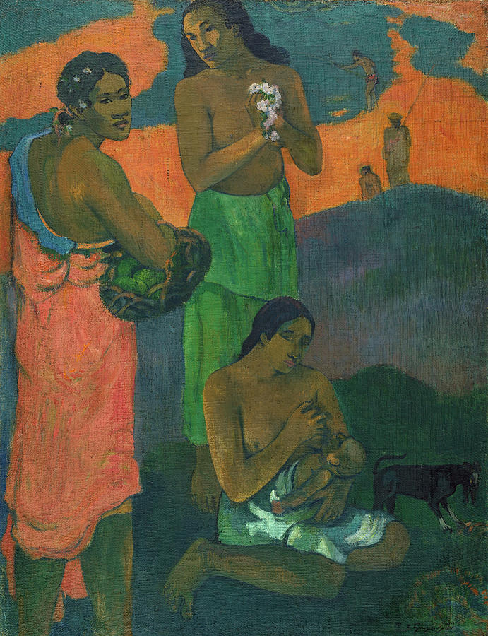 Women on the Seashore, Motherhood, 1899 Painting by Paul Gauguin - Fine ...