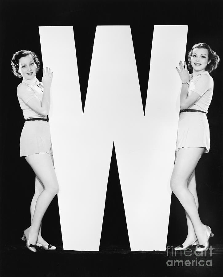 Big Photograph - Women Posing With Huge Letter W by Everett Collection Big Photograph - Women Posing With Huge Letter W by Everett Collection