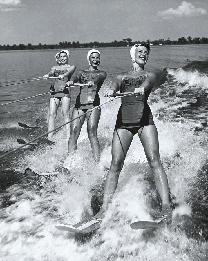 Women Waterskiers In Line B&w Photograph by Hulton Archive Women Waterskiers In Line B&w Photograph by Hulton Archive