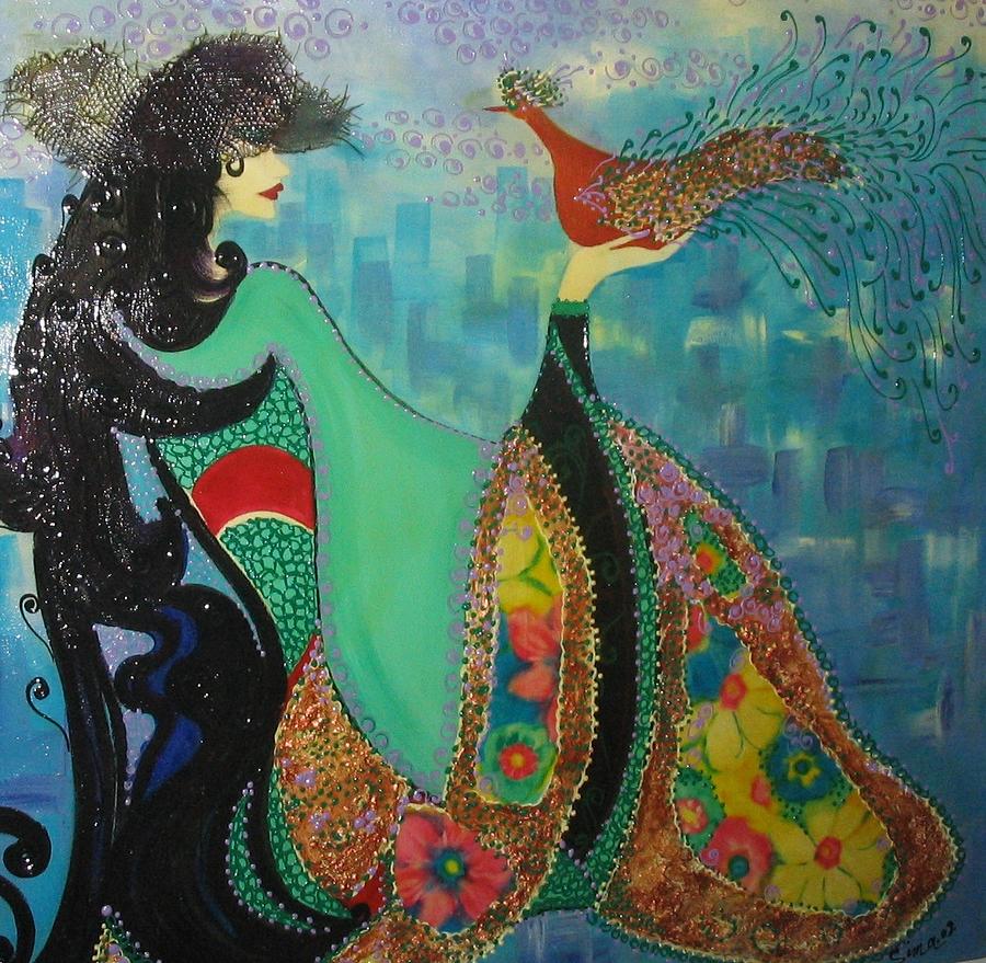 Women With her Bird by Sima Amid Wewetzer Women With her Bird by Sima Amid Wewetzer