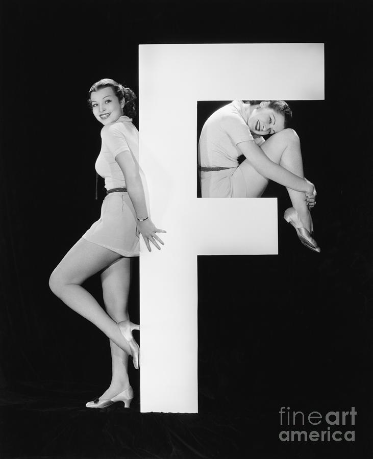 Big Photograph - Women With Huge Letter F by Everett Collection Big Photograph - Women With Huge Letter F by Everett Collection