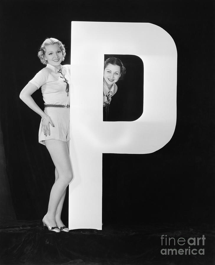 Big Photograph - Women With Huge Letter P by Everett Collection Big Photograph - Women With Huge Letter P by Everett Collection
