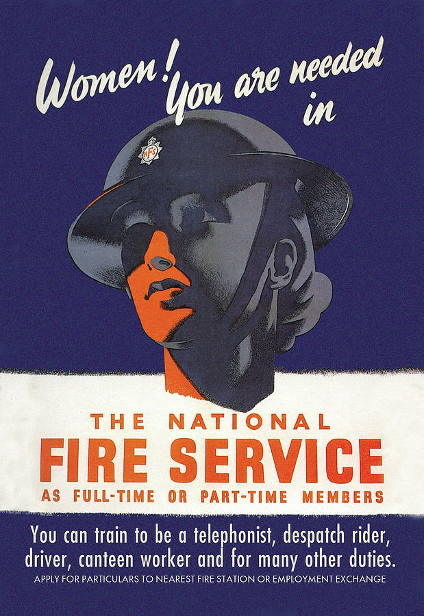 Women! You are Needed in the National Fire Service Painting by H.M. Stationery Office