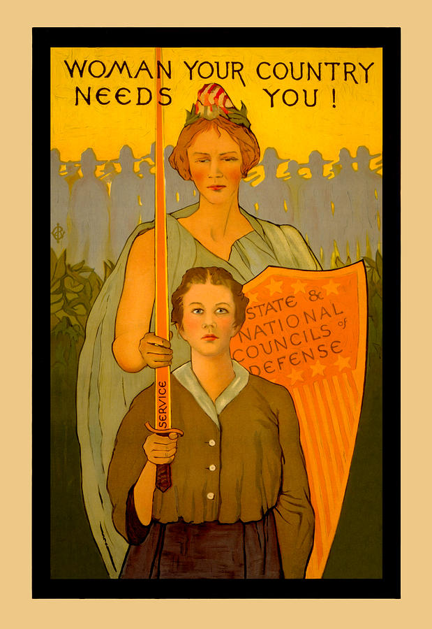 Women your Country Needs You! Painting by Unknown