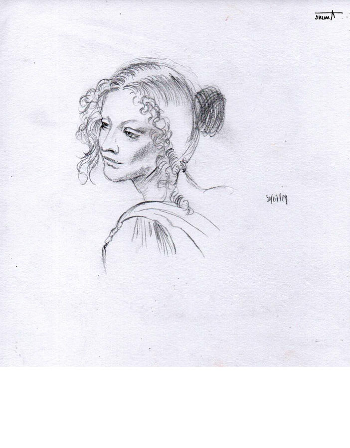 Women's head in the style of Leonardo Drawing by Amine BENTABIB | Fine ...