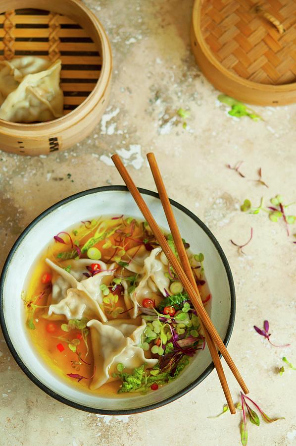Won Ton Soup With Chilli Rings asia Photograph by Kristy Snell