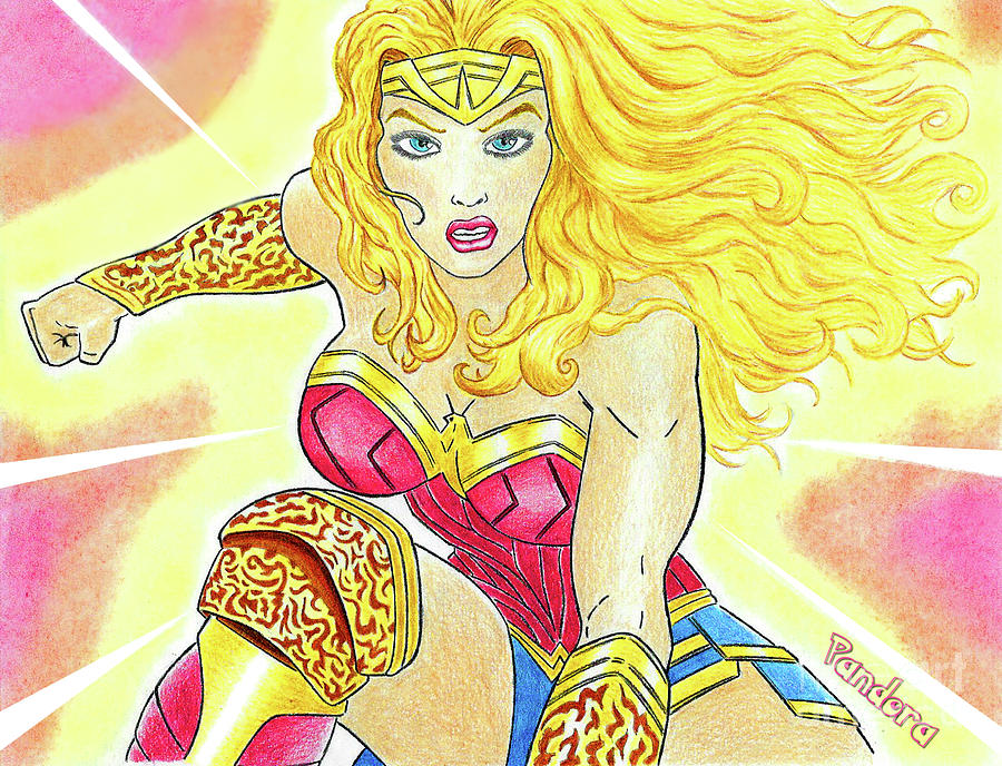 Wonder Woman Drawing - Wonder Woman Blonde by Pandora