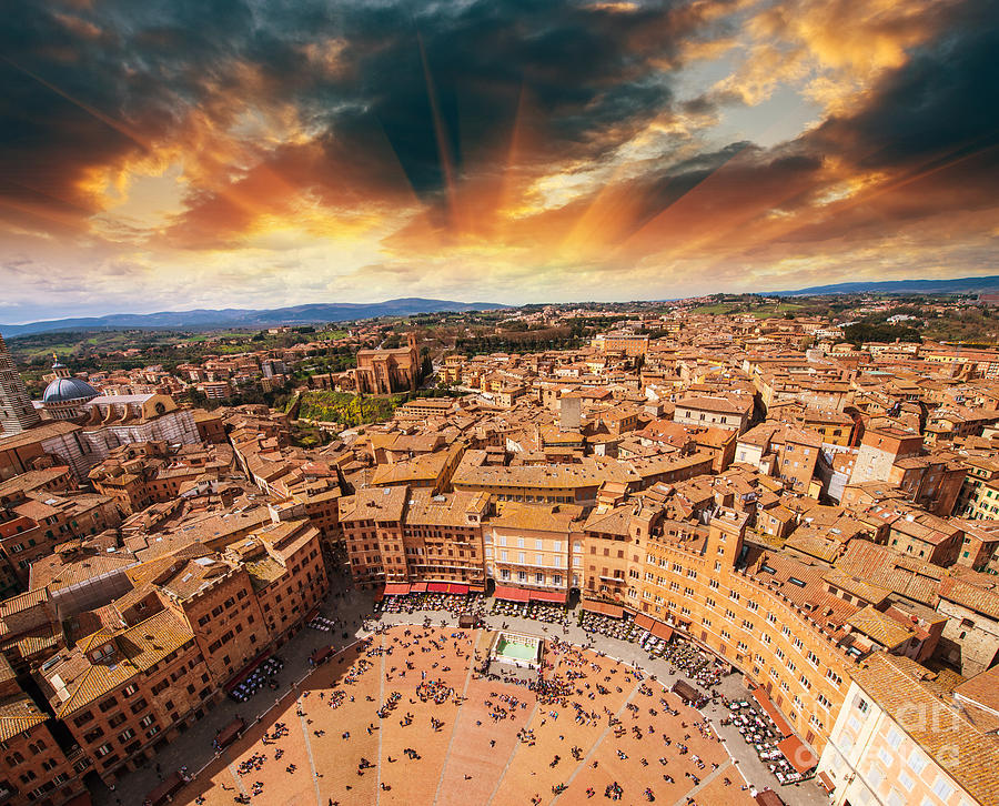 City Photograph - Wonderful Aerial View Of Piazza Del by Pisaphotography