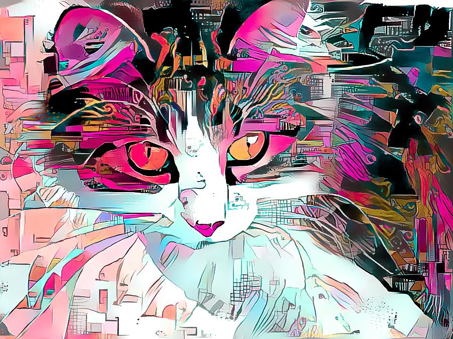 Wonderful Cat Art Pink Digital Art by Don Northup
