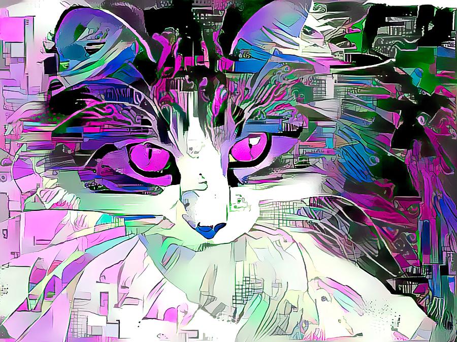 Wonderful Cat Art Purple Digital Art by Don Northup