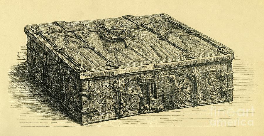 Wood And Leather Casket Drawing by Print Collector