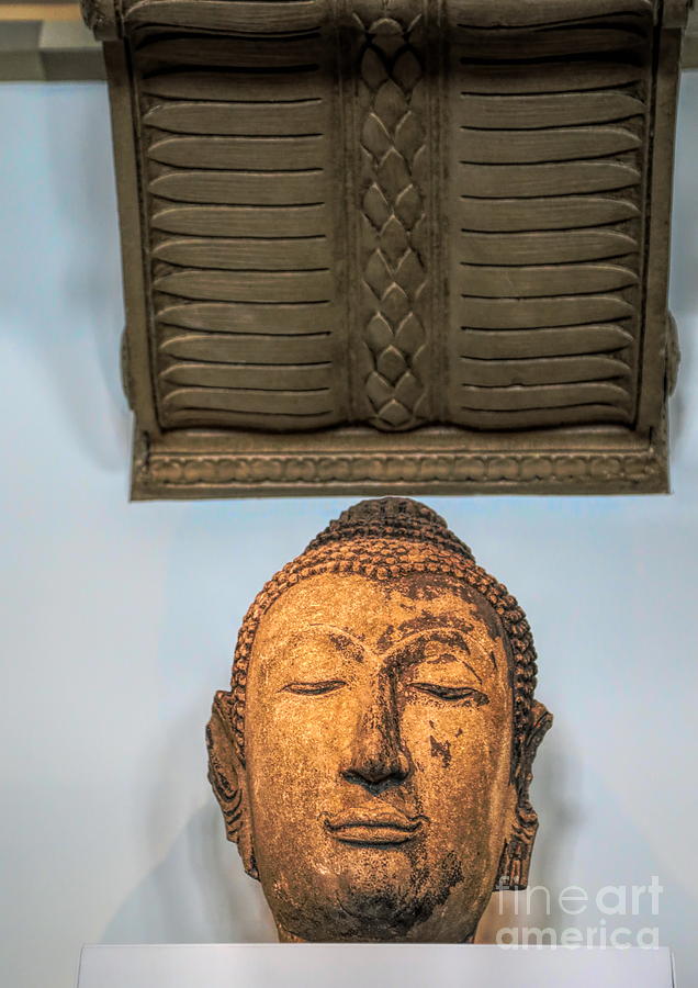 Wood Carved Asian Treasure Buddha Face  Photograph by Chuck Kuhn