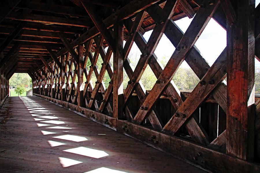 Wood Lattice Covered Bridge Photograph by Debbie Oppermann