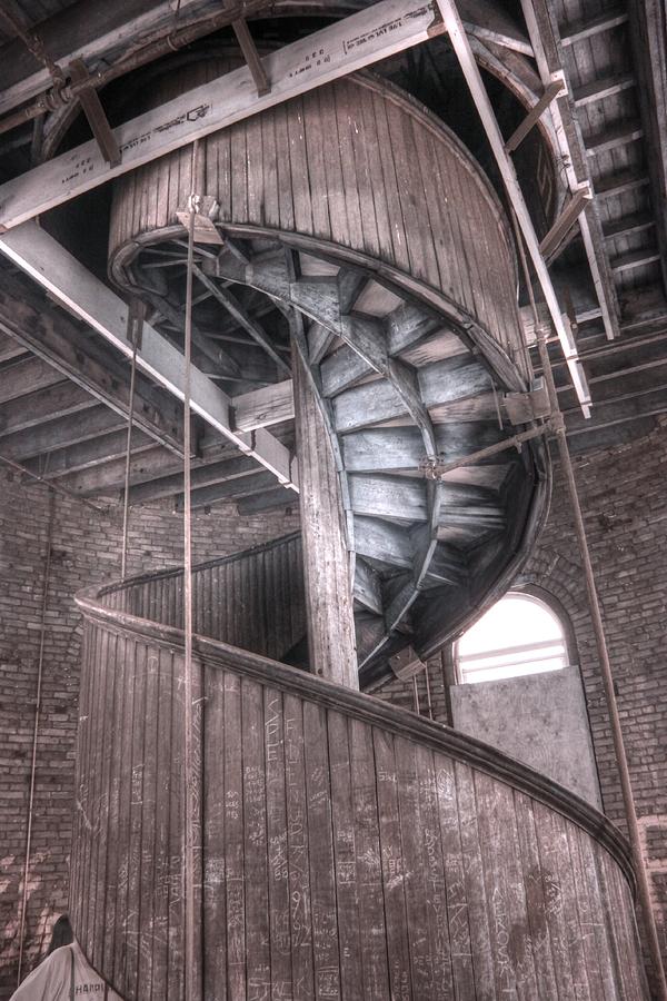 Wood spiral staircase infrared Photograph by Jane Linders