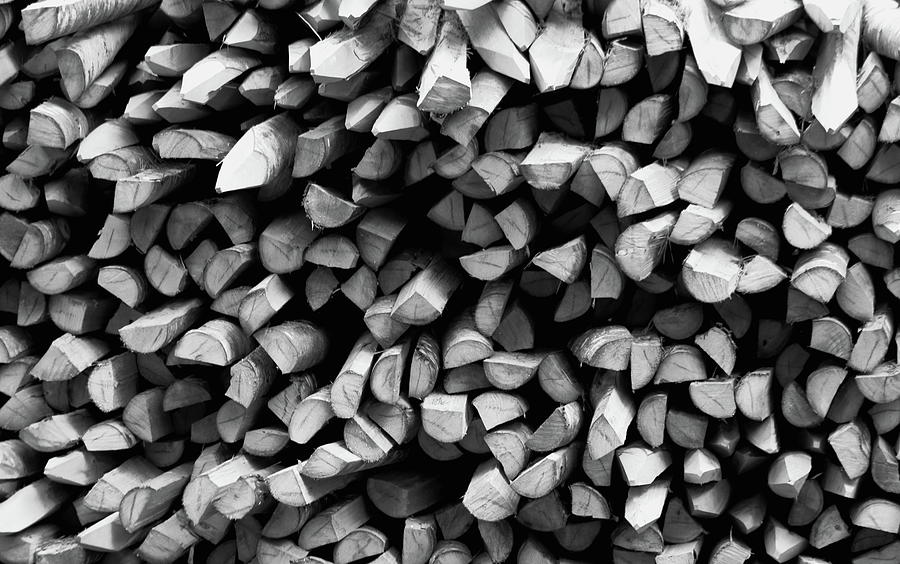 Wood Stack Monochrome Photograph by Jeff Townsend