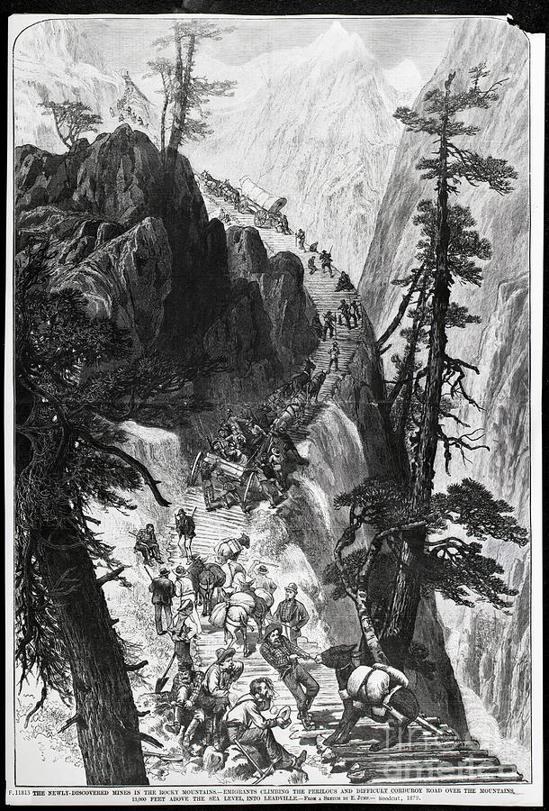 Woodcut Of Emigrants Climbing Mountain Photograph by Bettmann