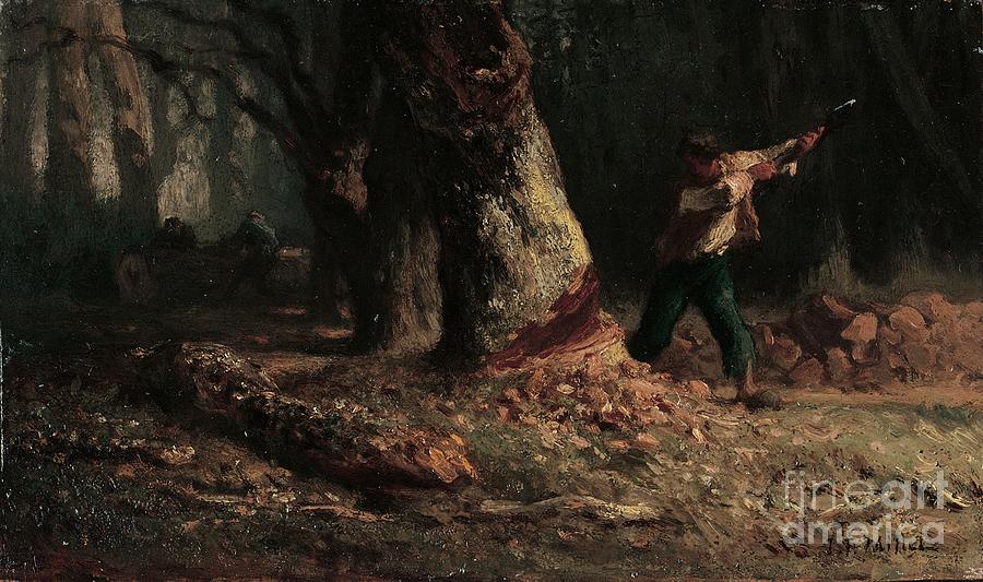 Woodcutter In The Forest Painting by Jean-francois Millet