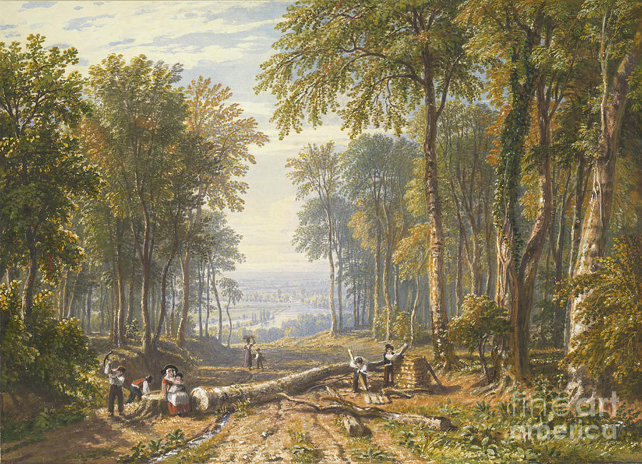 Woodcutters At Park Place Drawing by Heritage Images