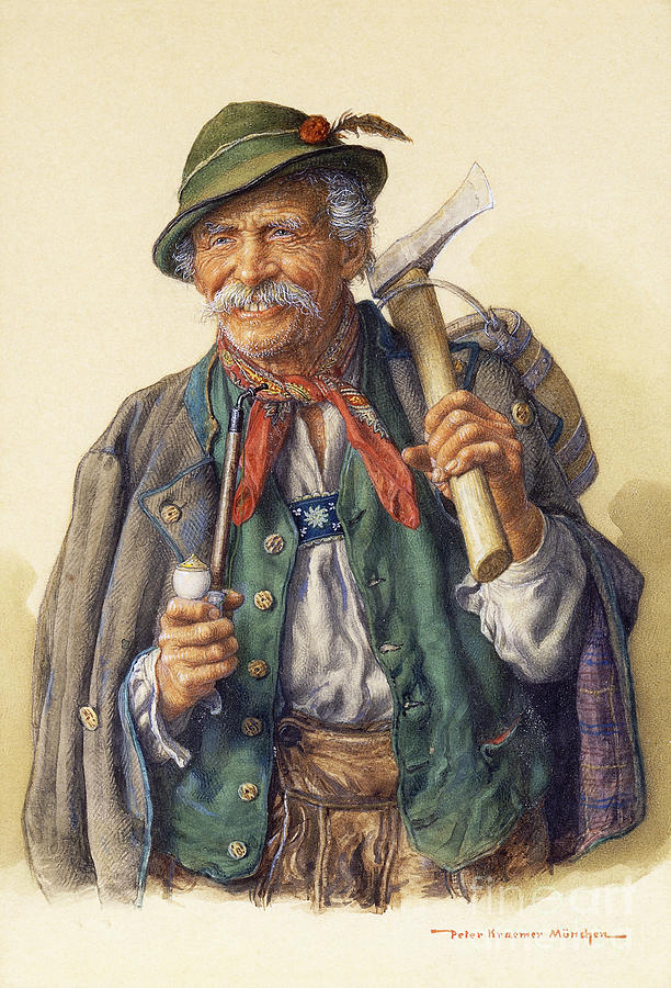 Woodcutters, Mountaineers And Hunters Painting by Peter Kraemer