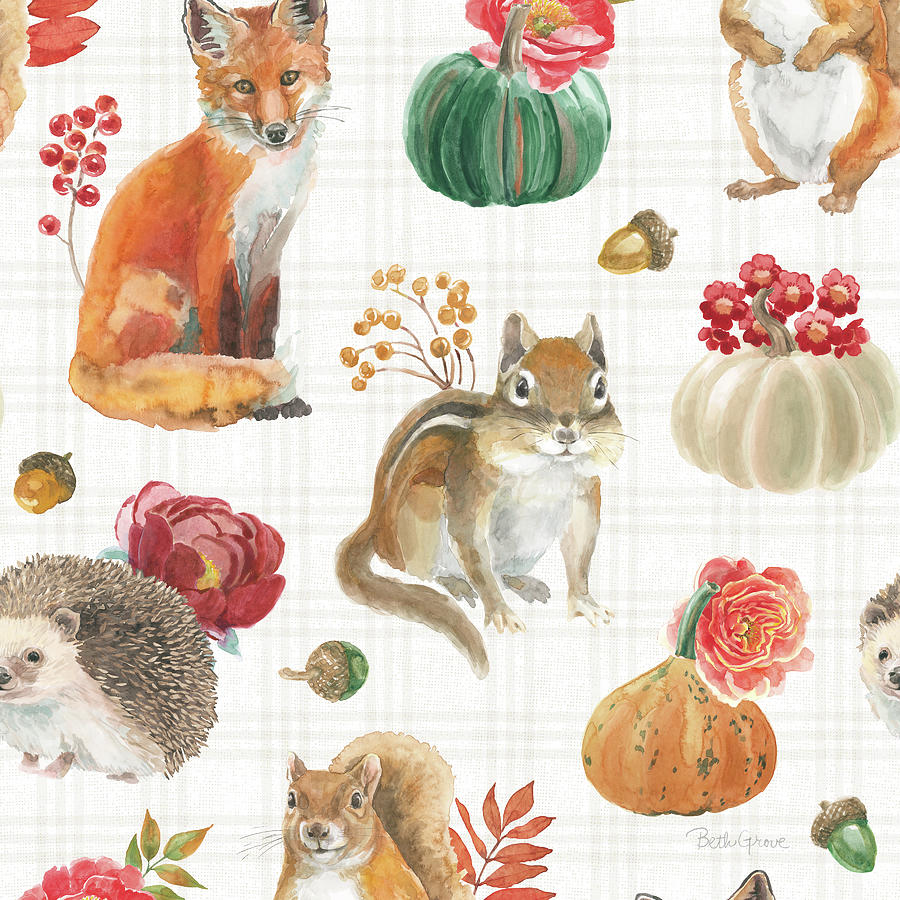 Animal Painting - Wooded Harvest Pattern I by Beth Grove