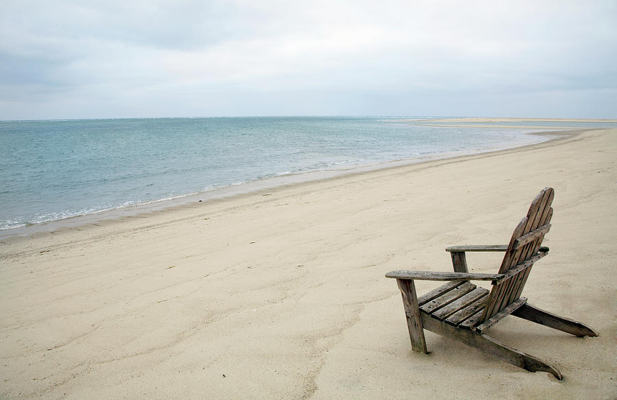 Wooden Adirondack Chair On Beach Photograph By White Packert | Free ...