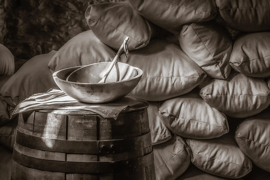 Wooden Bowl Sepia Photograph by James Barber