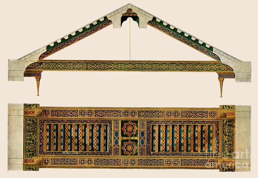 Wooden Ceiling In The Nave Of Monreale Drawing by Print Collector