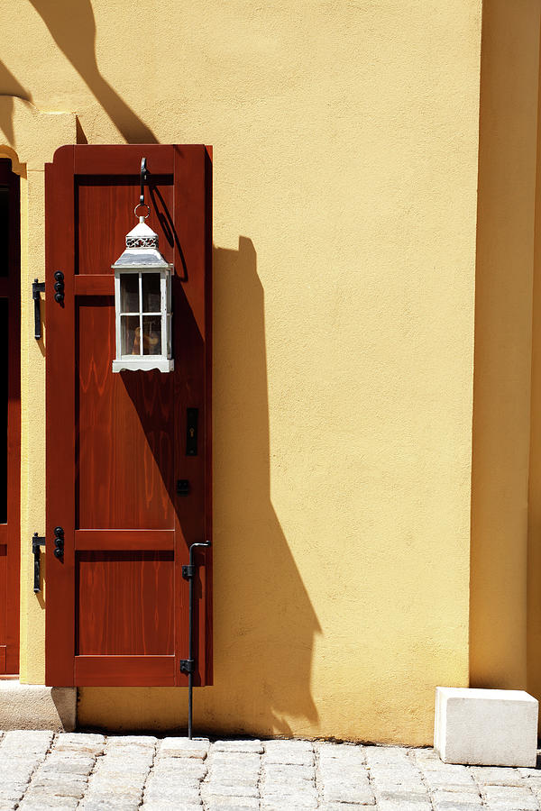 Wooden Door On  Yellow House With White Photograph by Svega