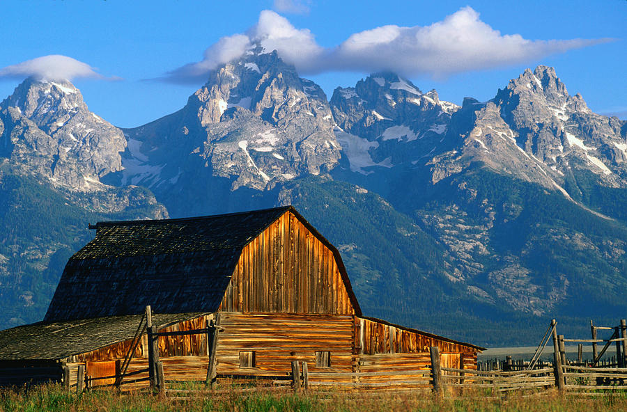 Wooden Mormon Row Barn With Teton Range Photograph by John Elk Iii