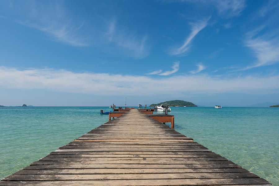 Summer Photograph - Wooden Pier In Phuket, Thailand by Prasit Rodphan