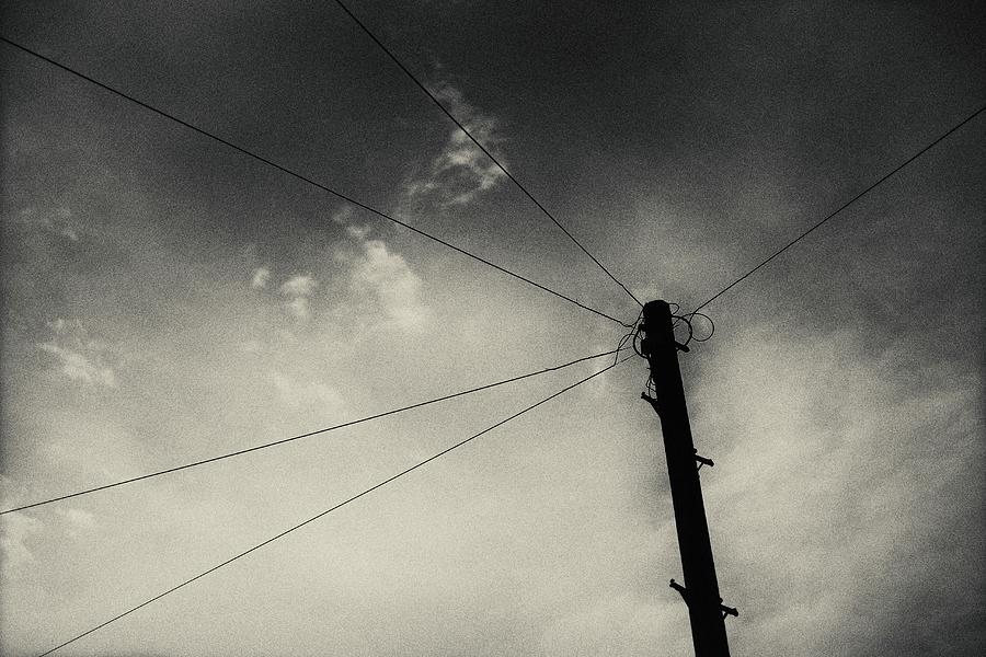 Wooden Pole With Electrical Wires Photograph by Lluis Real - Fine Art ...