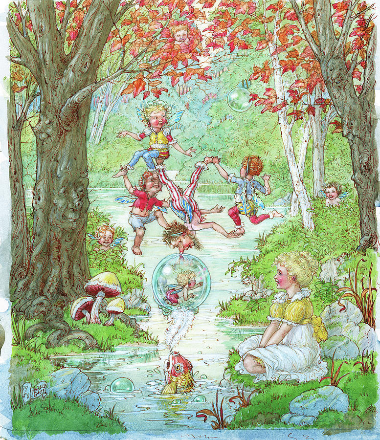 Woodland Fantasy Scene Painting by Harold Gaze