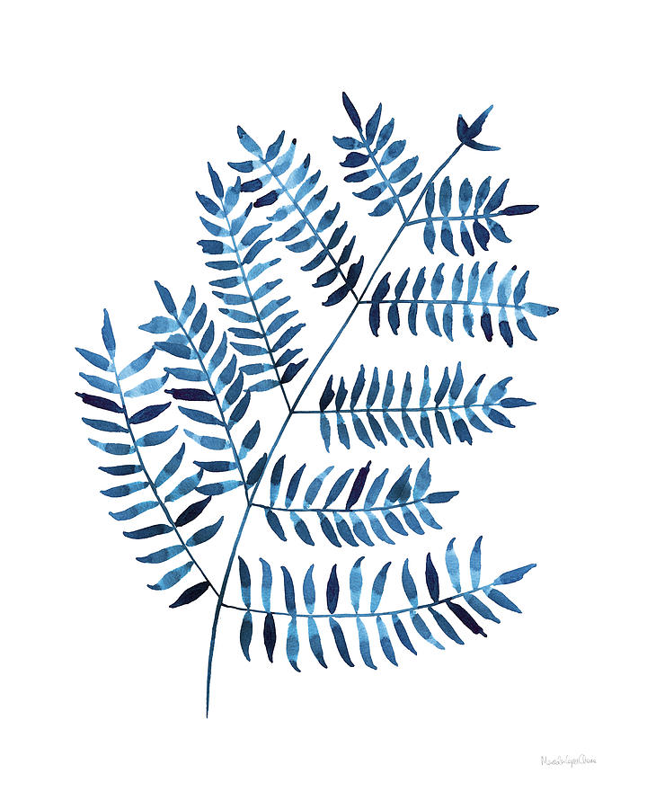 Blue Painting - Woodland Fern by Mercedes Lopez Charro