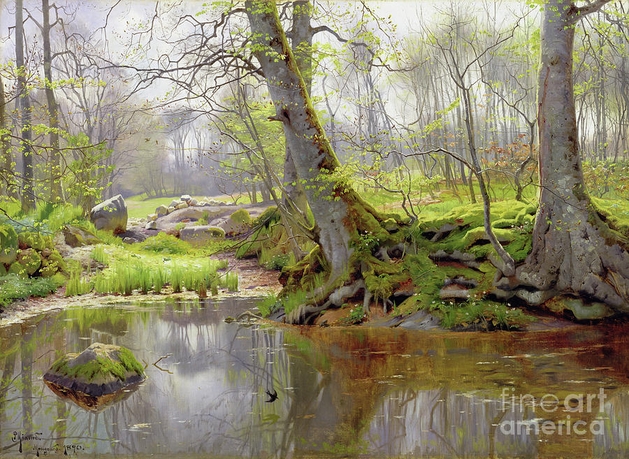 Woodland Pond, 1890 Painting by Peder Monsted