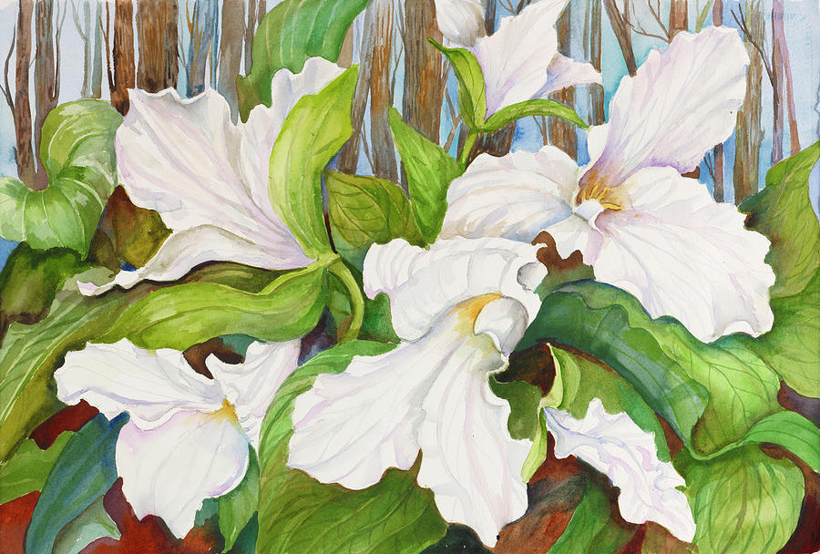 Woodland Trillium Painting by Joanne Porter Woodland Trillium Painting by Joanne Porter