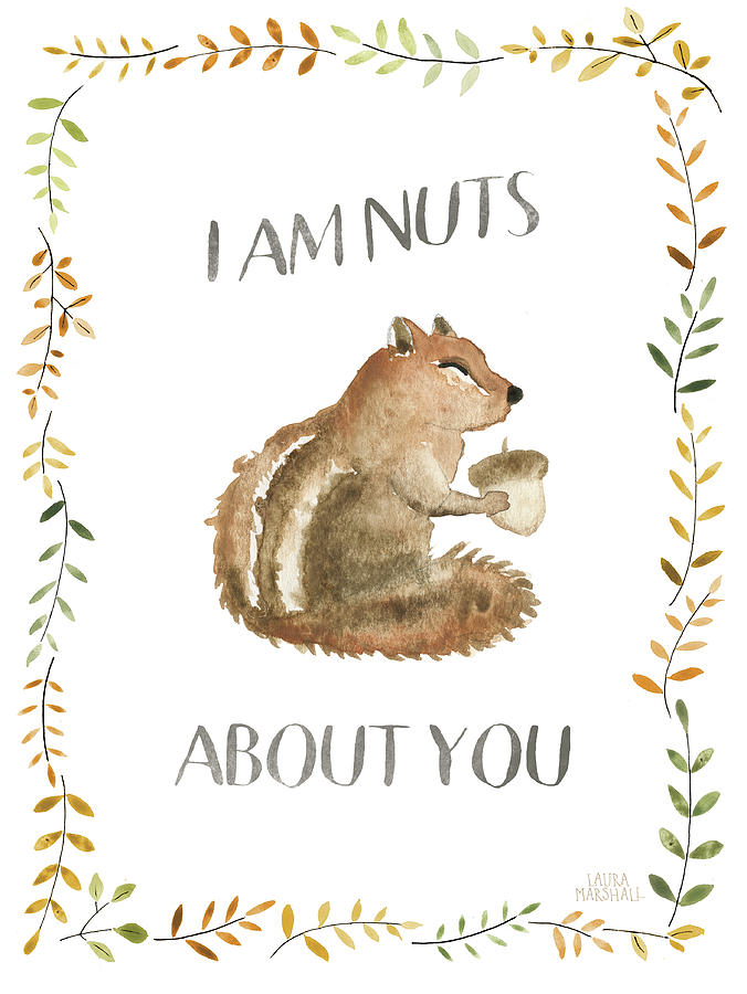 Acorn Painting - Woodland Whimsy Ix by Laura Marshall Acorn Painting - Woodland Whimsy Ix by Laura Marshall