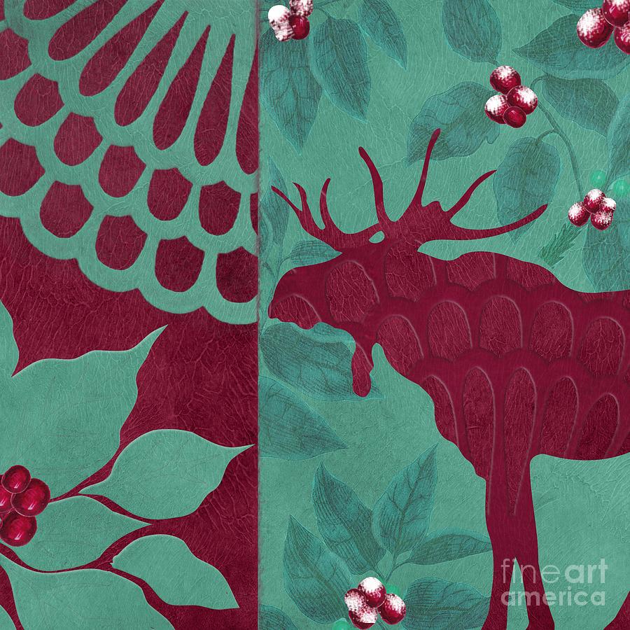 Christmas Deer Painting - Woodland Winter Moose by Mindy Sommers