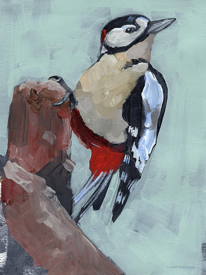 Bird Painting - Woodpecker Paintstrokes II by Jennifer Paxton Parker