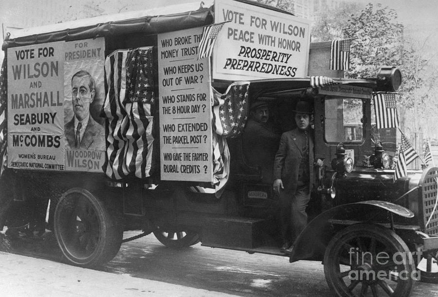 Woodrow Wilson Campaign Van Photograph by Bettmann