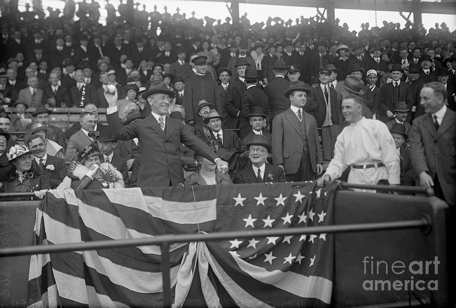 Woodrow Wilson Throwing First Ball Photograph by Bettmann