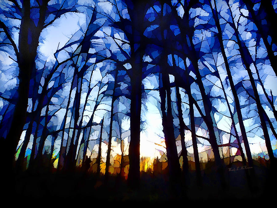 Woods in Stained Glass Digital Art by Wendy McKennon