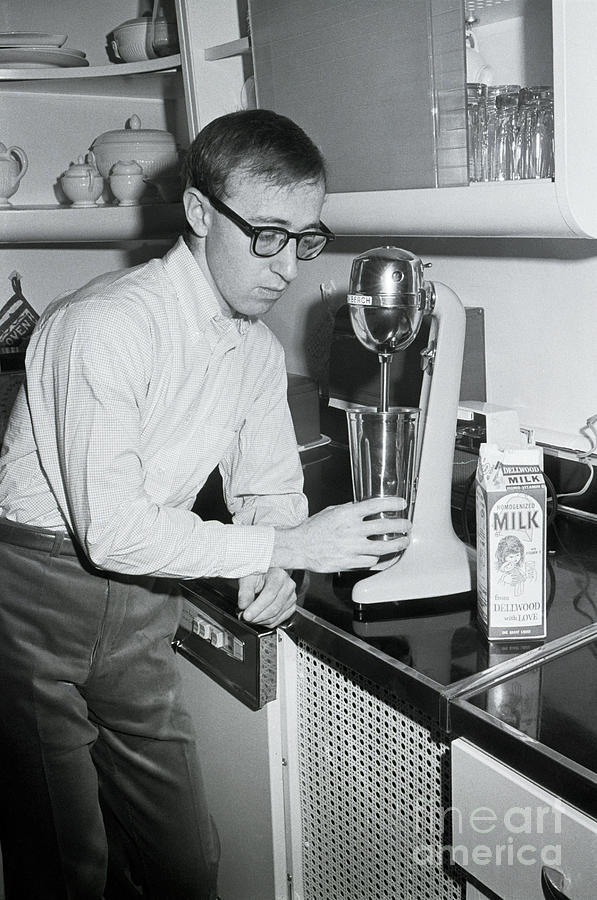 Woody Allen Makes Malted In His Kitchen Photograph by Bettmann