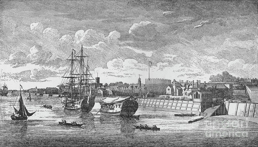 Woolwich Dockyard From The Thames Drawing by Print Collector