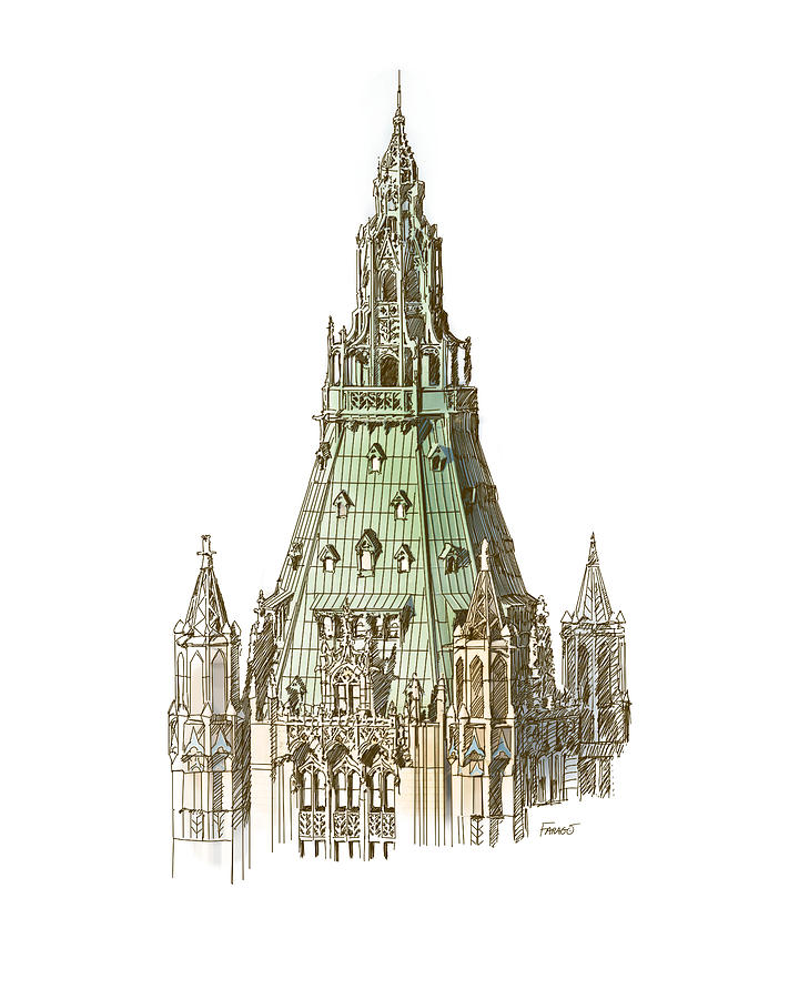 Architecture Drawing - Woolworth Building NYC by Peter Farago